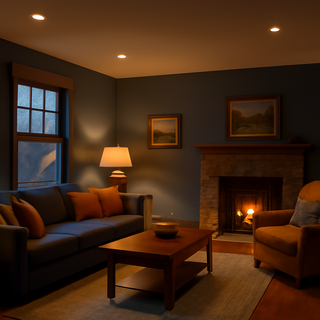 Warm, well-lit living room in a Pennsylvania home